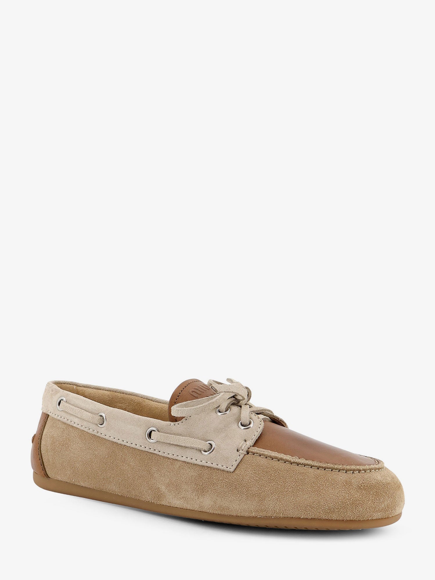 Suede loafer with leather inserts