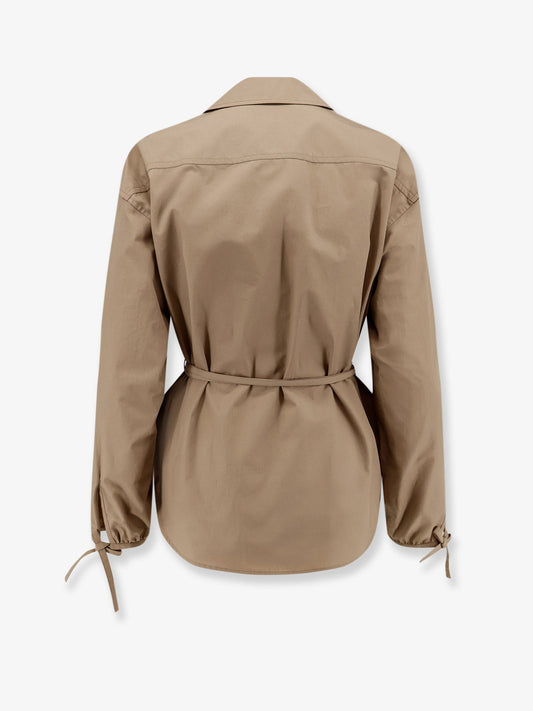 Cotton shirt jacket with front embroidered logo