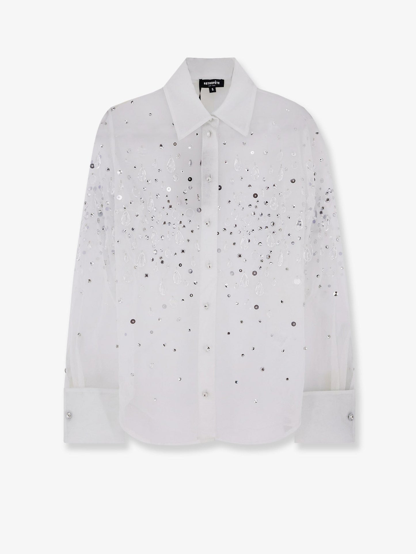 Eugenia shirt with all-over rhinestone details