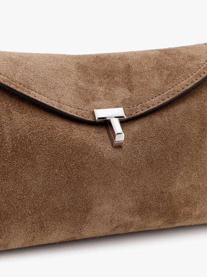 Suede T-Lock Clutch