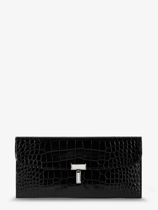 T-Lock croco print leather wallet