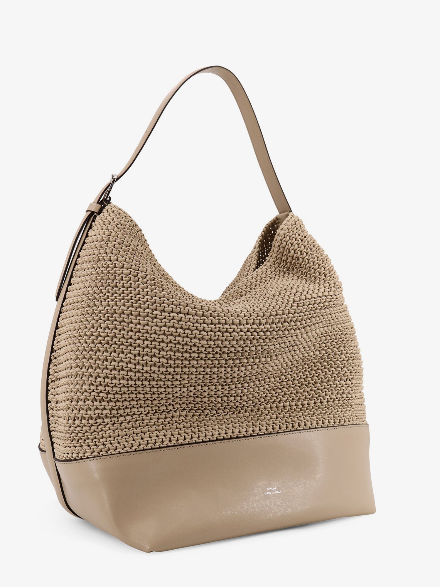 Leather shoulder bag with woven pattern