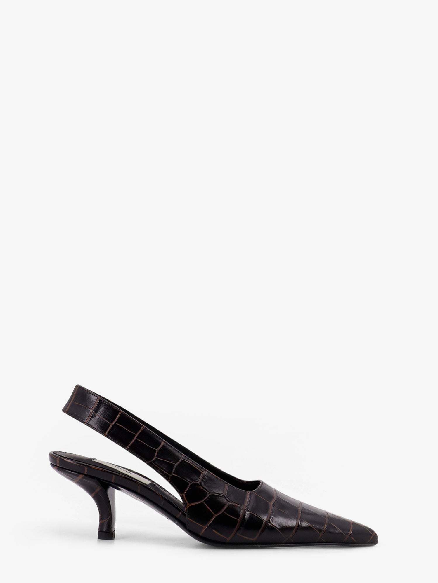 Leather slingback pumps with embossed Croco print