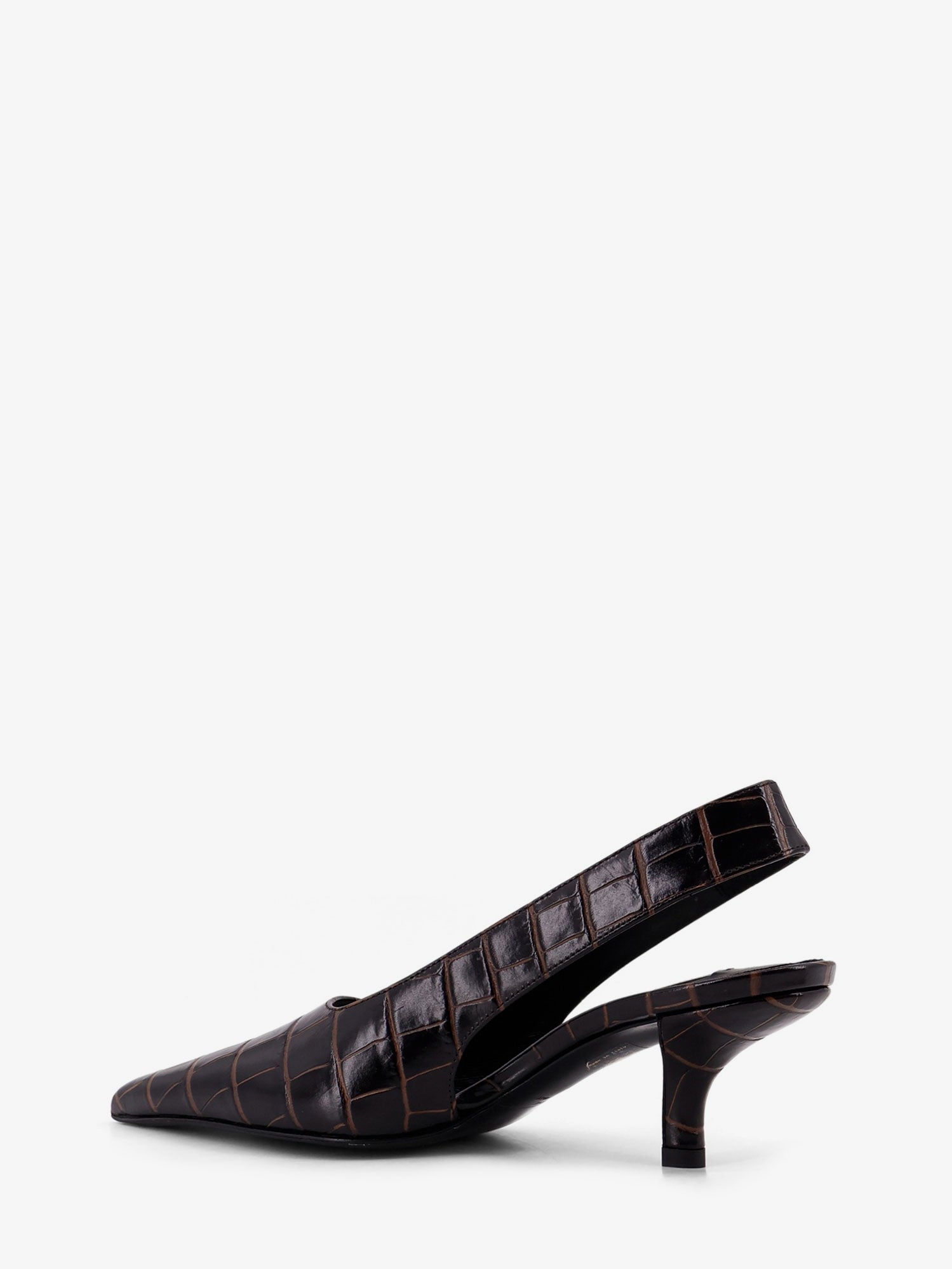 Leather slingback pumps with embossed Croco print