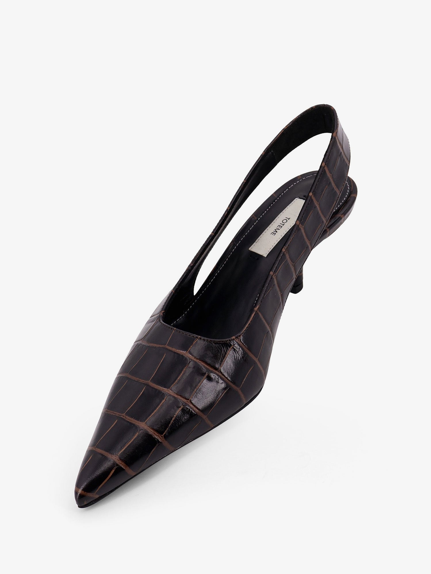 Leather slingback pumps with embossed Croco print