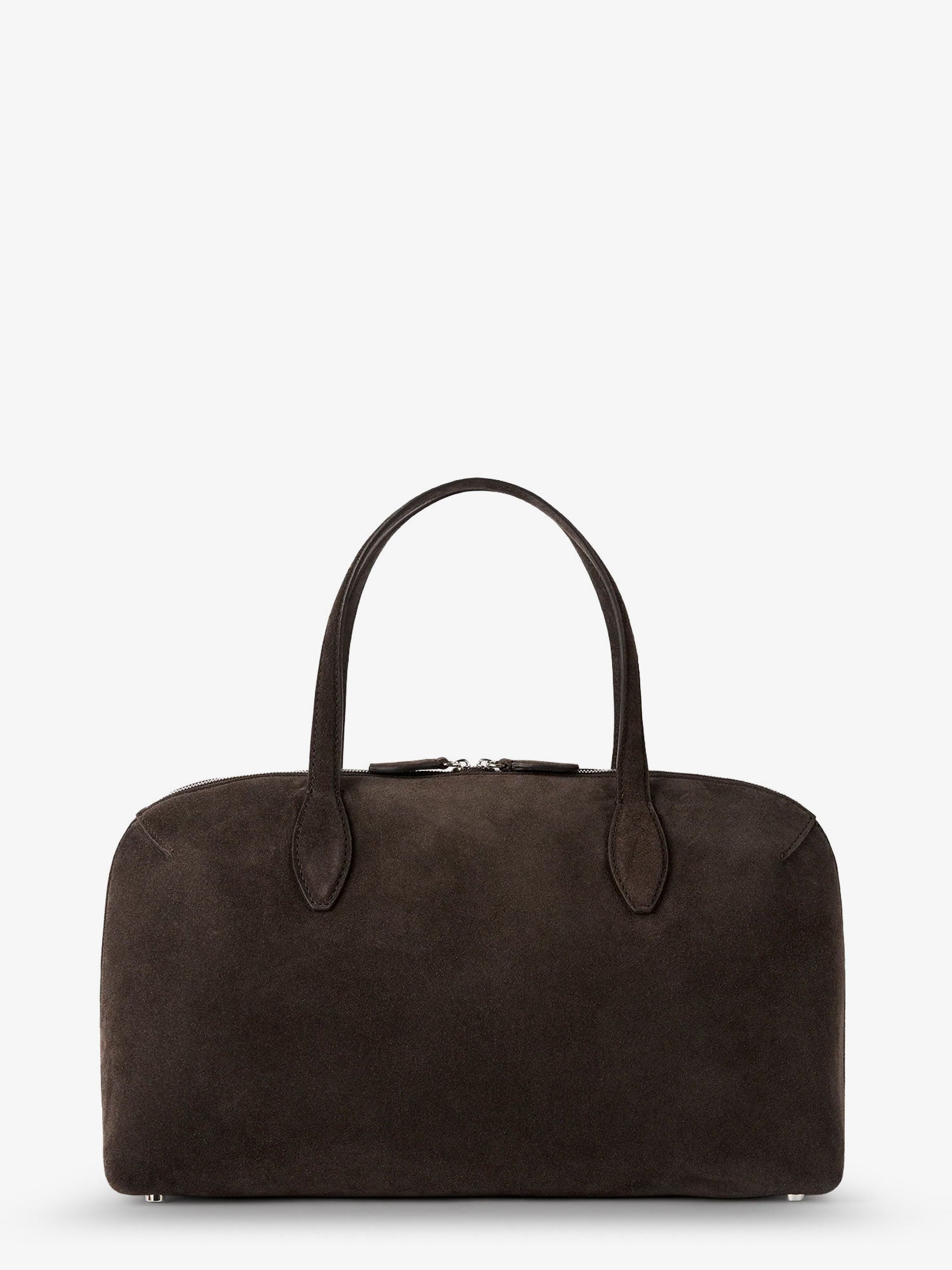 Suede shoulder bag with logo lettering on the front