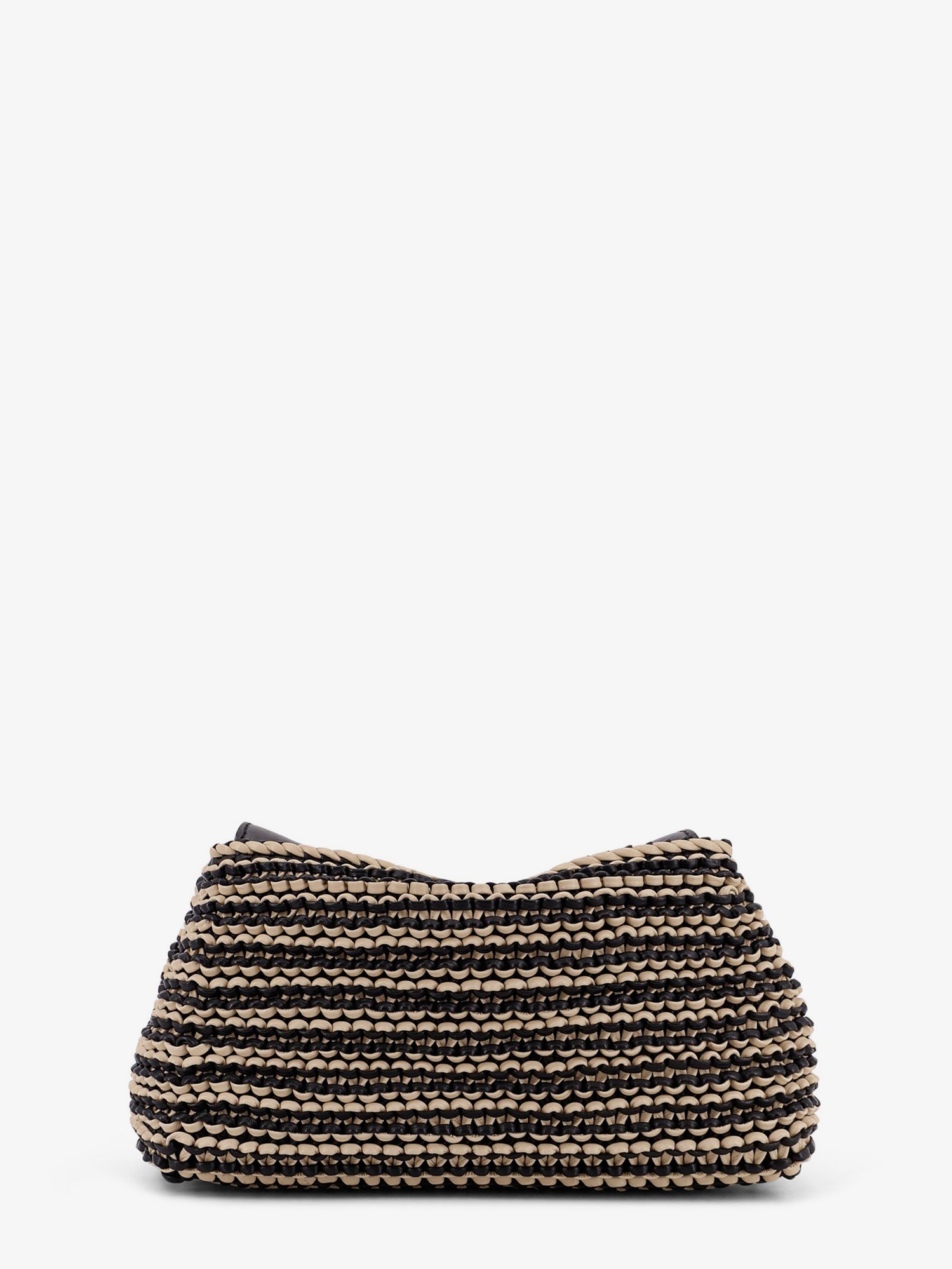 Mini T-lock clutch in leather with woven pattern