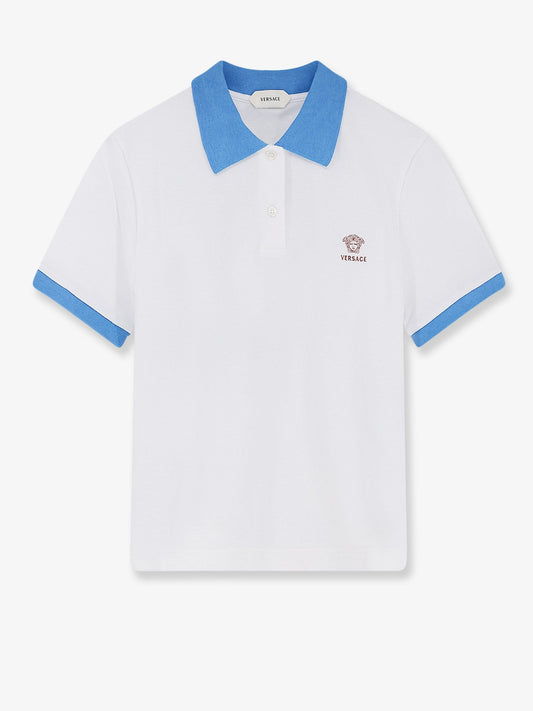 Cotton polo shirt with Medusa embroidery