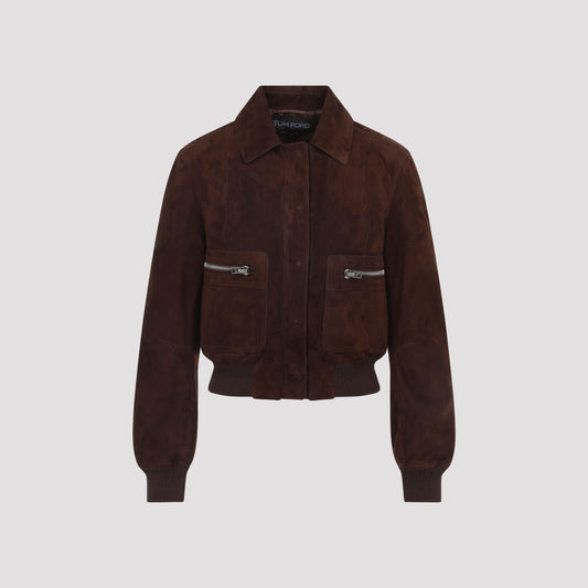 lamb suede bomber jacket-image-1