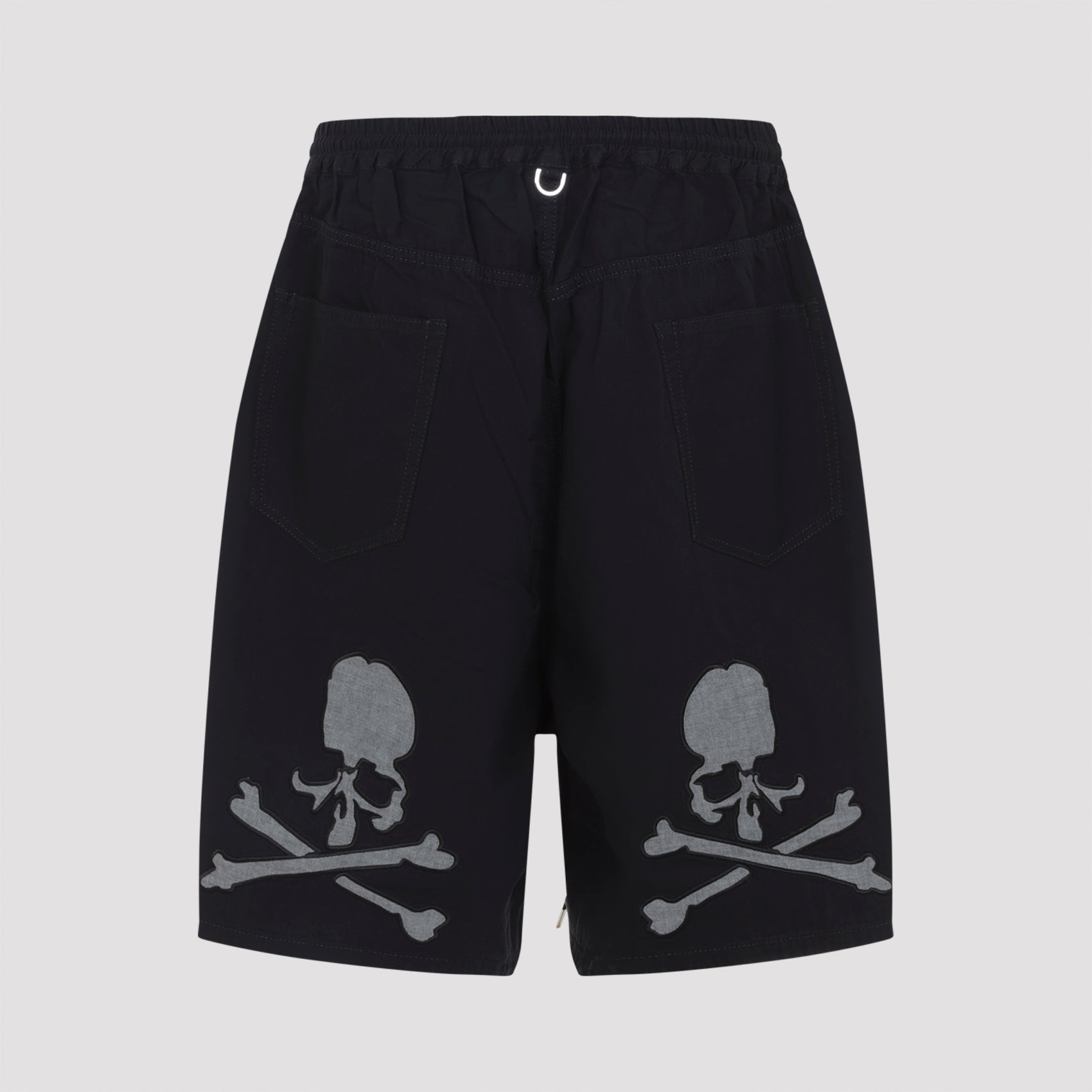 Black Cotton Wide Easy Denim Shorts