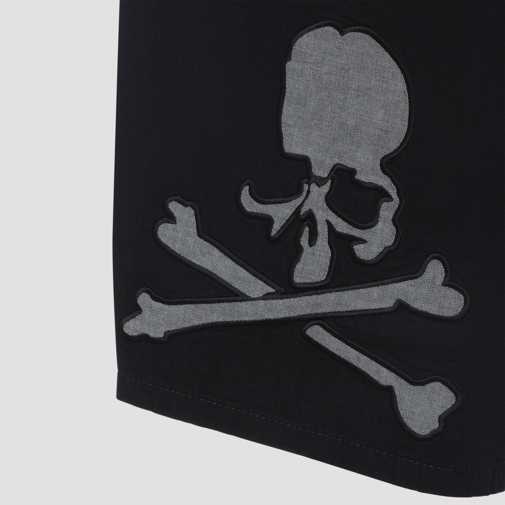 Black Cotton Wide Easy Denim Shorts