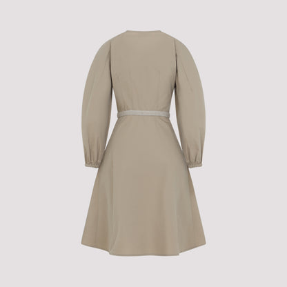 Beige Cotton Mini Dress