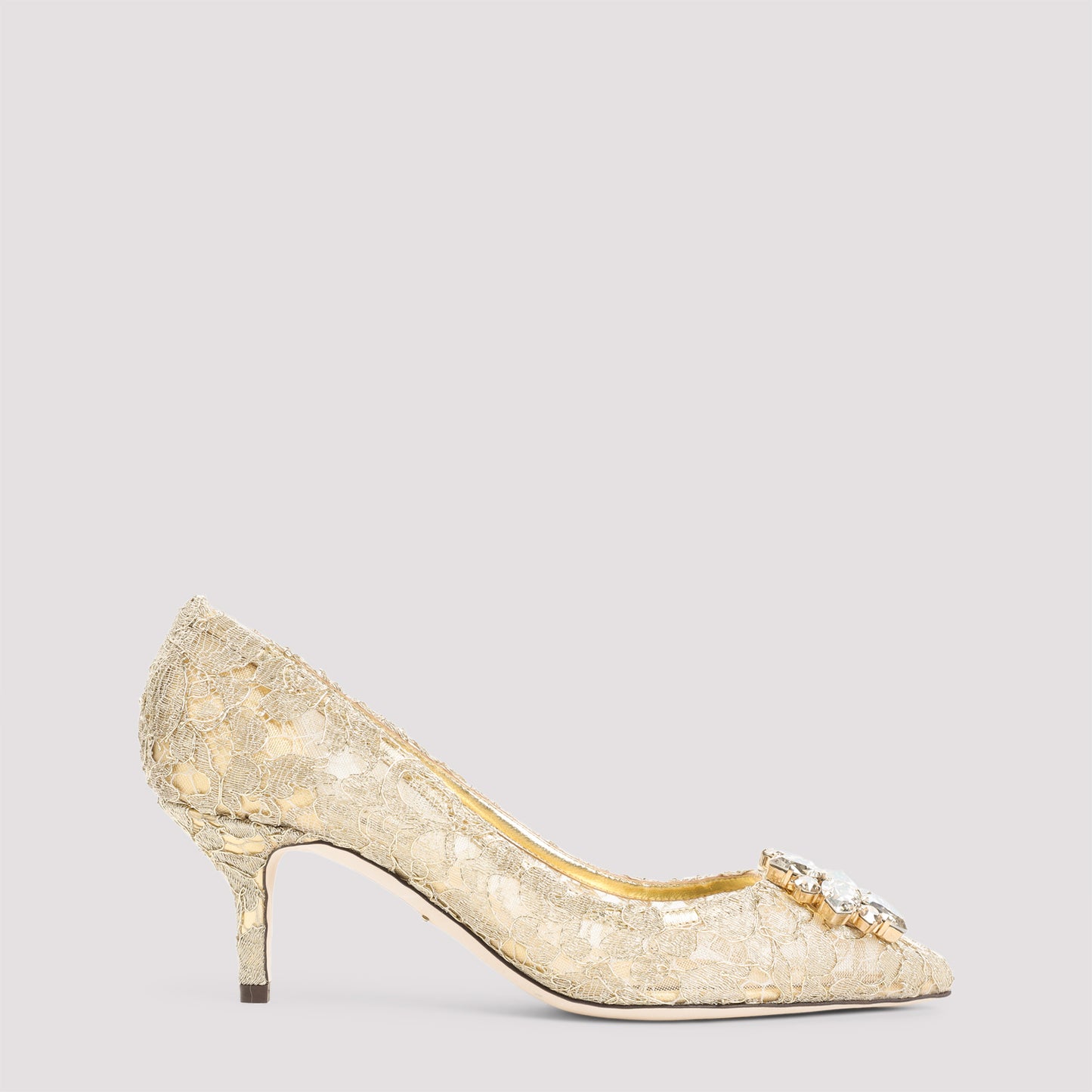 Gold Lace Leather Pumps