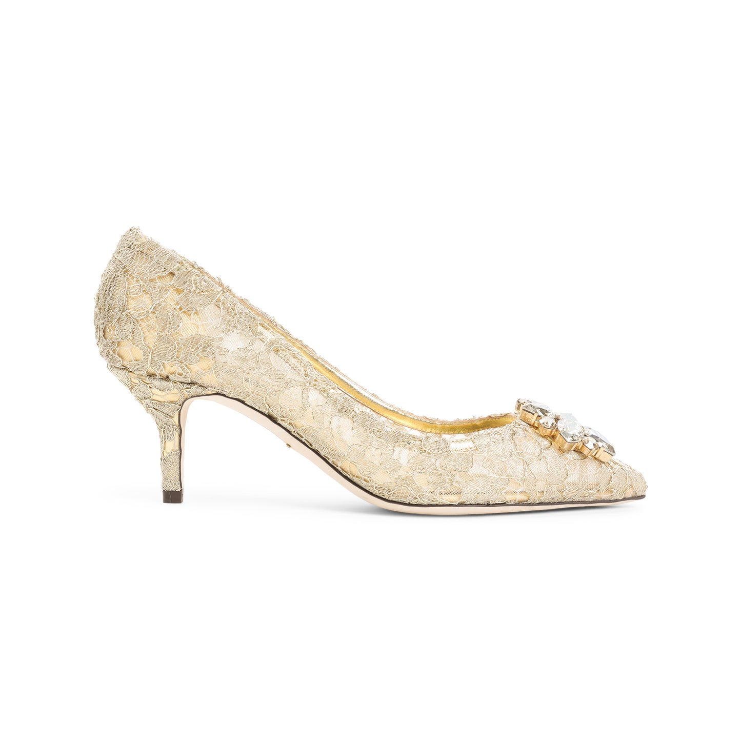 Gold Lace Leather Pumps