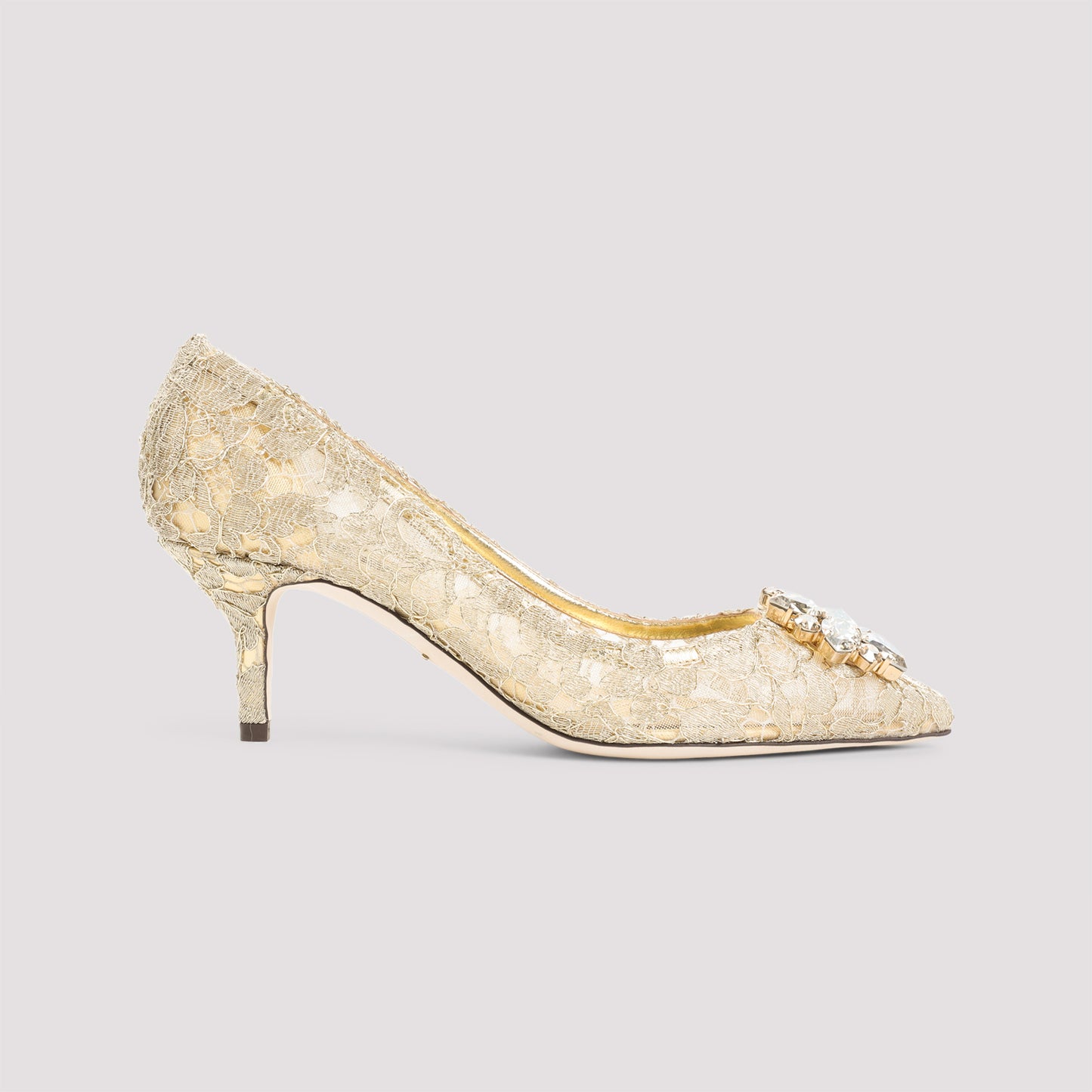 Gold Lace Leather Pumps
