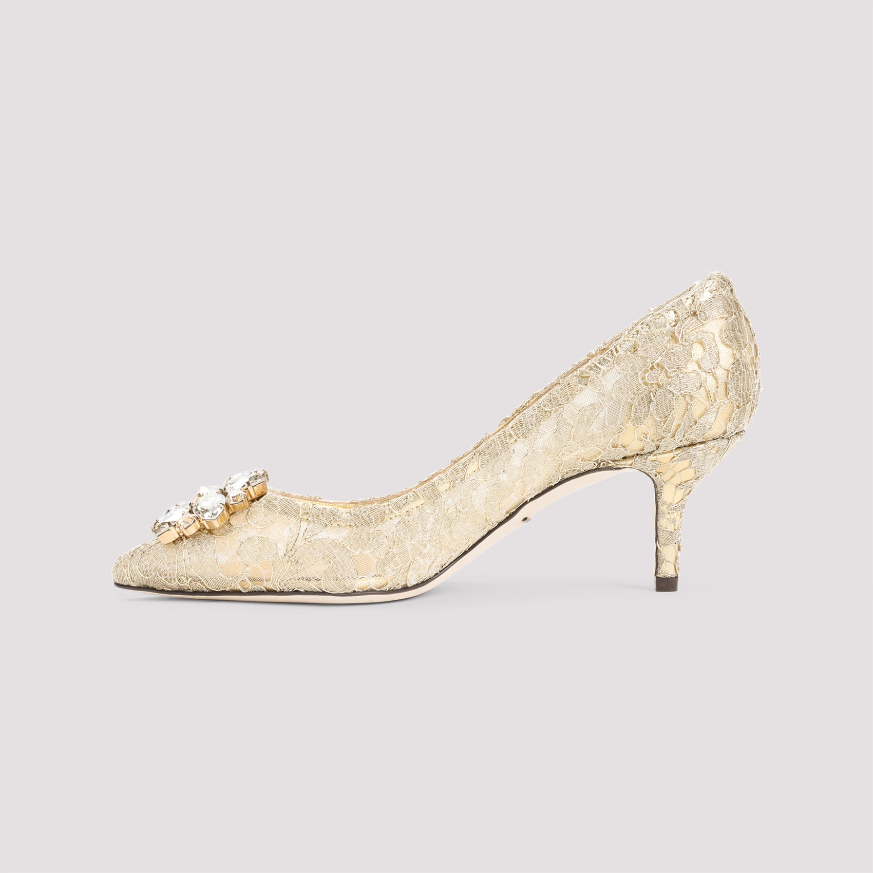 Gold Lace Leather Pumps