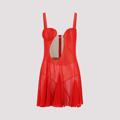 asymmetrical panel godet mini dress-image-1