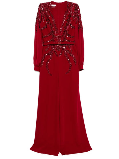 beaded jumpsuit-rtwfw24-50burgundy44