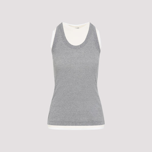 jil sander+ kit grey cotton tank top-image-1
