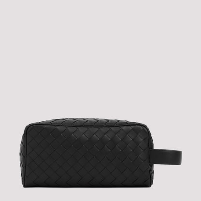Black Intrecciato Travel Pouch