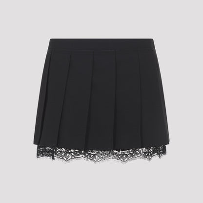 Black Wool Mini Skirt