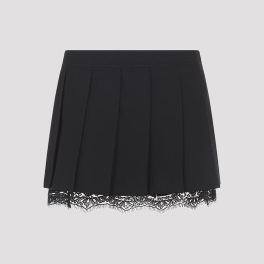 Black Wool Mini Skirt