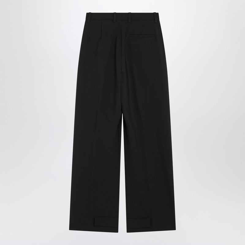 Black wool-blend trousers
