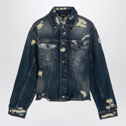 Washed Denim Jacket With Worn Details