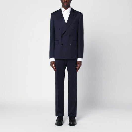 Navy Blue Double-breasted Wool Suit