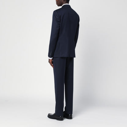 Navy Blue Double-breasted Wool Suit