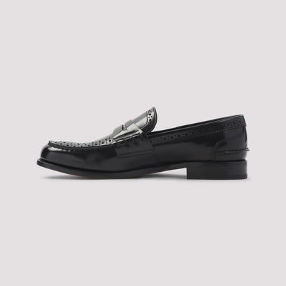 Black Robin Calf Leather Loafers