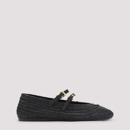 Black Calf Leather Ballerinas