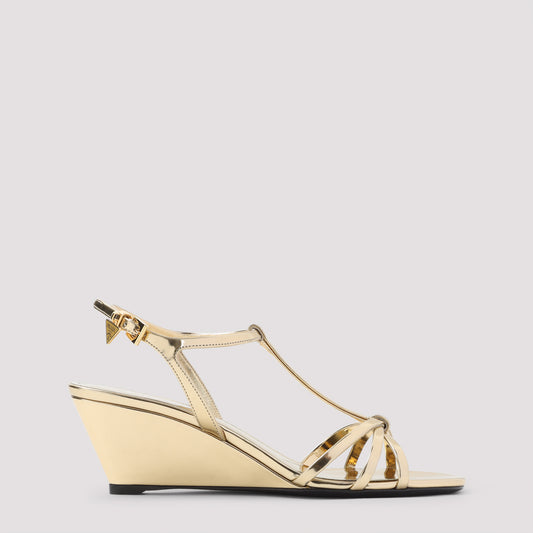 Platinum Gold Calf Leather Sandals