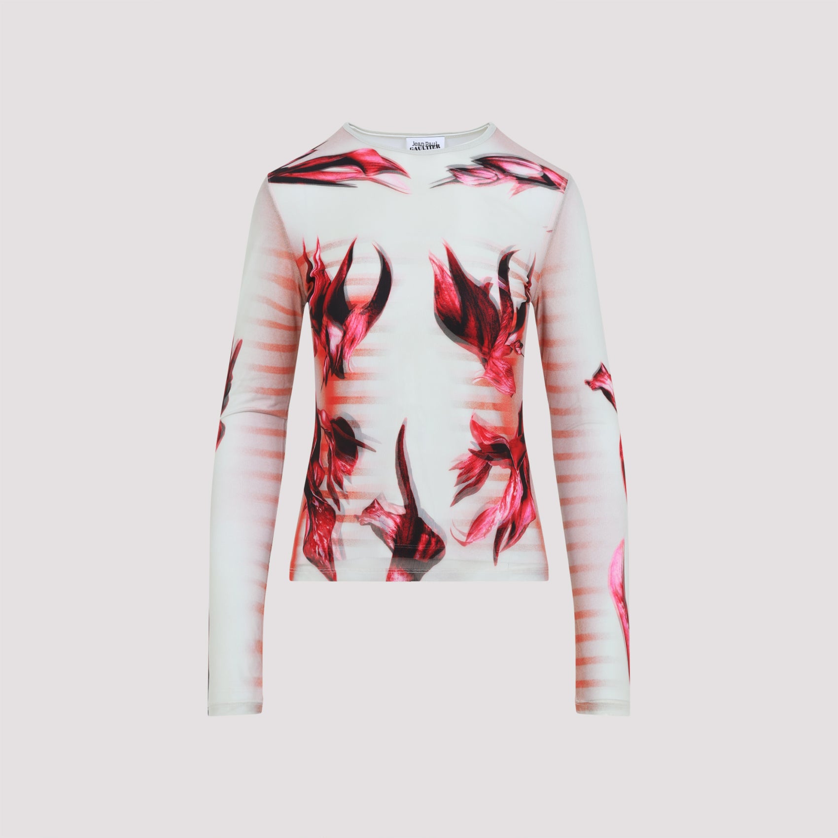 layered long sleeves top printed "flower body morphing mariniere"-image-3