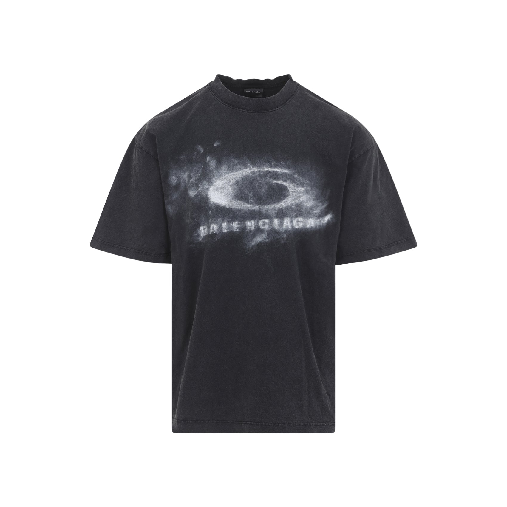 Washed Black Cotton Medium Fit T-Shirt