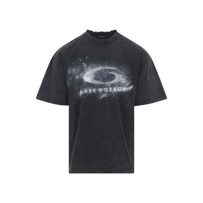 Washed Black Cotton Medium Fit T-Shirt