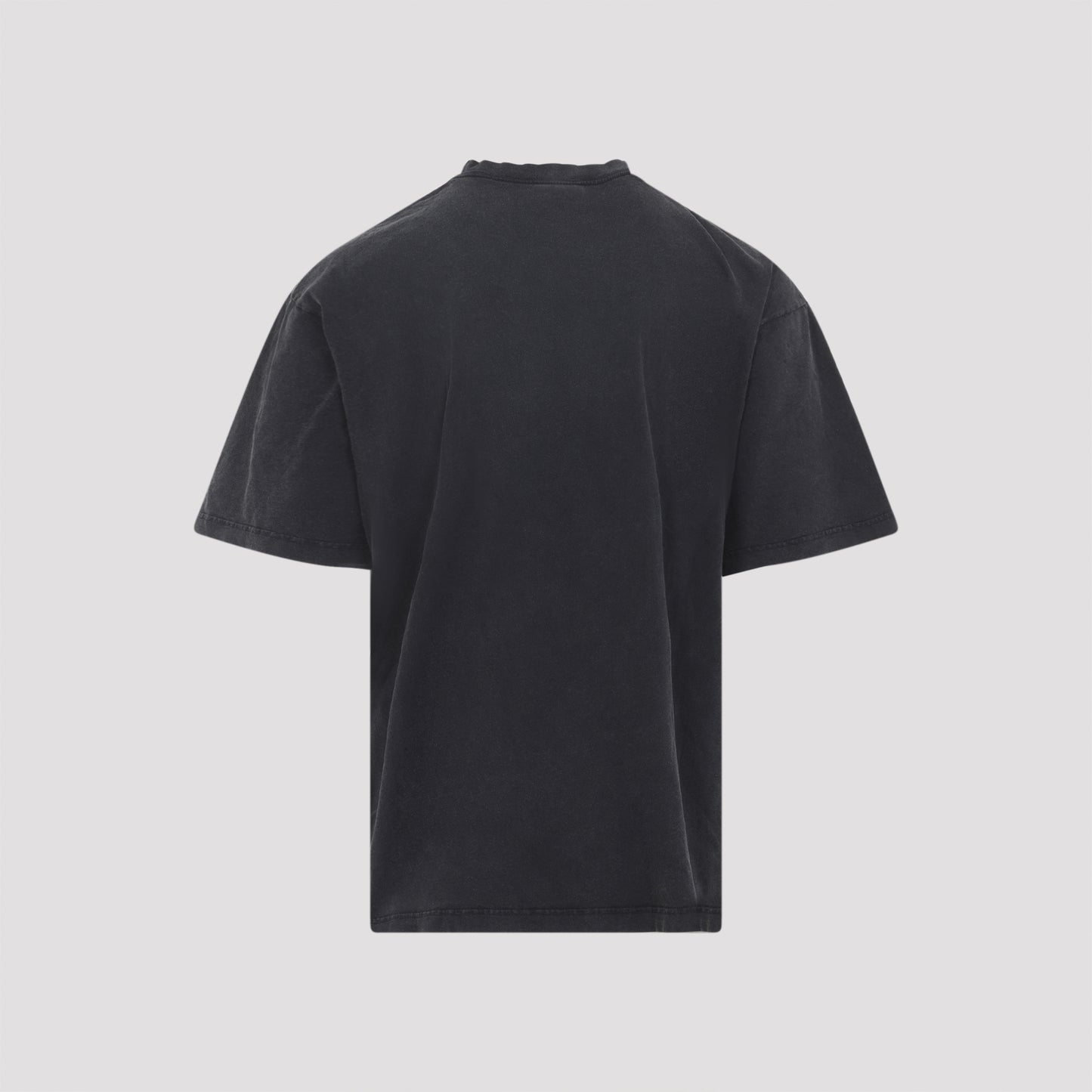 Washed Black Cotton Medium Fit T-Shirt