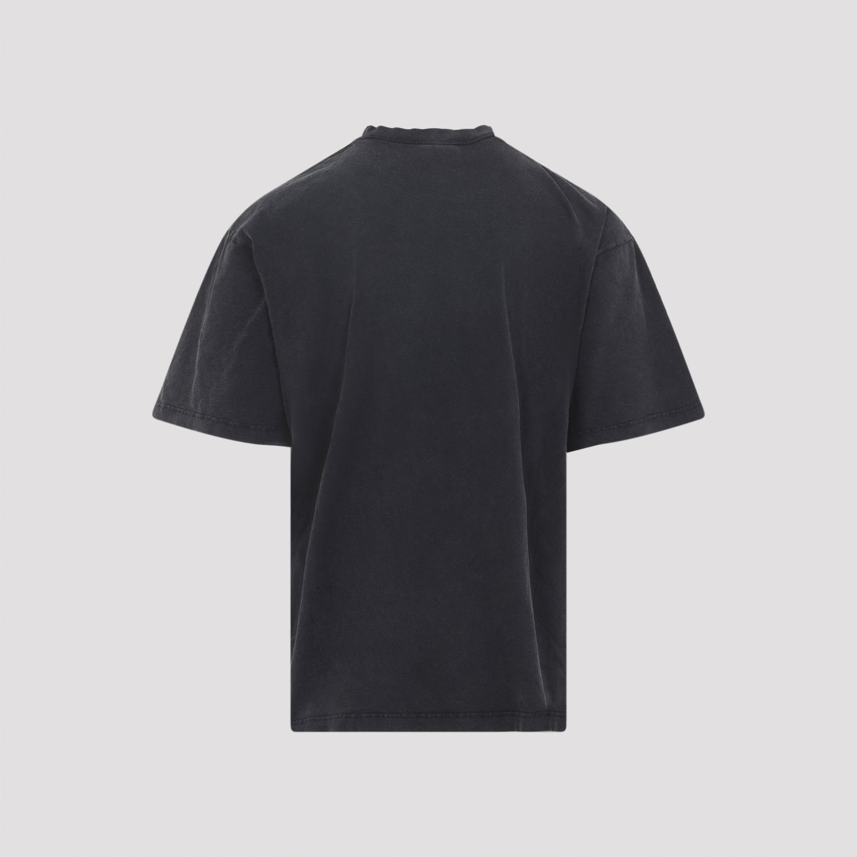 Washed Black Cotton Medium Fit T-Shirt
