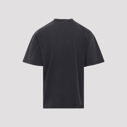 Washed Black Cotton Medium Fit T-Shirt