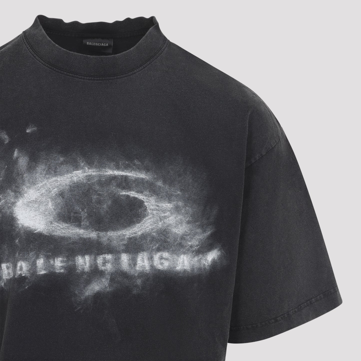 Washed Black Cotton Medium Fit T-Shirt