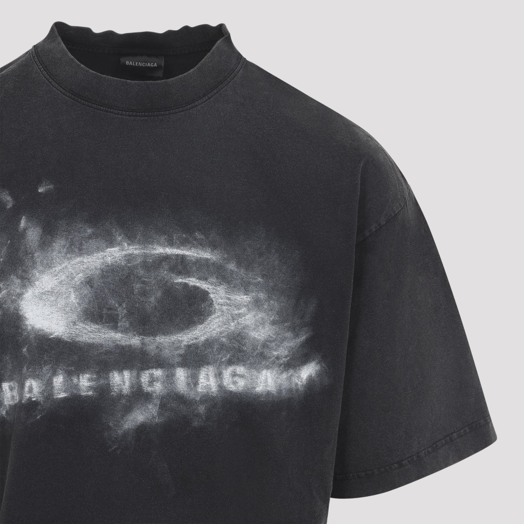 Washed Black Cotton Medium Fit T-Shirt