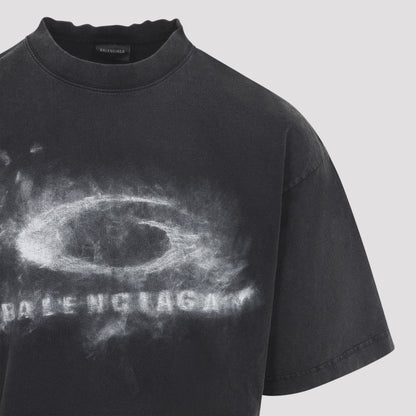 Washed Black Cotton Medium Fit T-Shirt