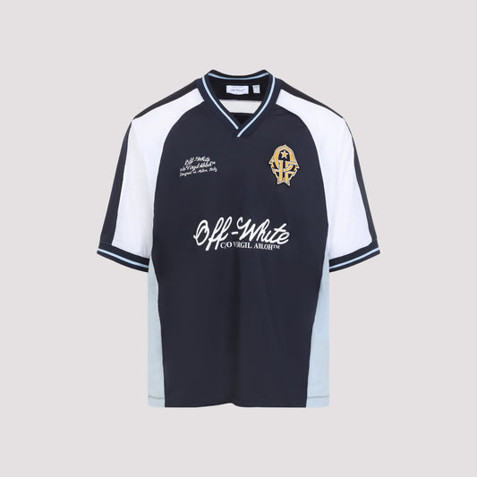 Blue Soccer V-Neck Polyester T-shirt