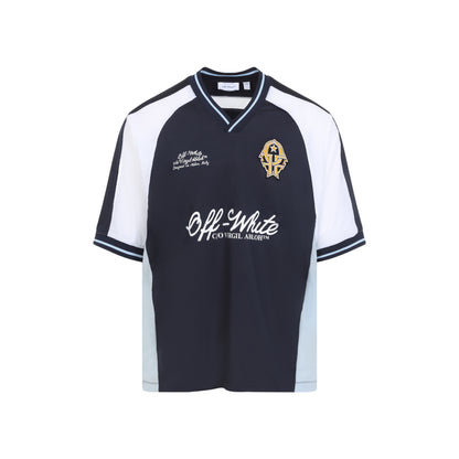 Blue Soccer V-Neck Polyester T-shirt