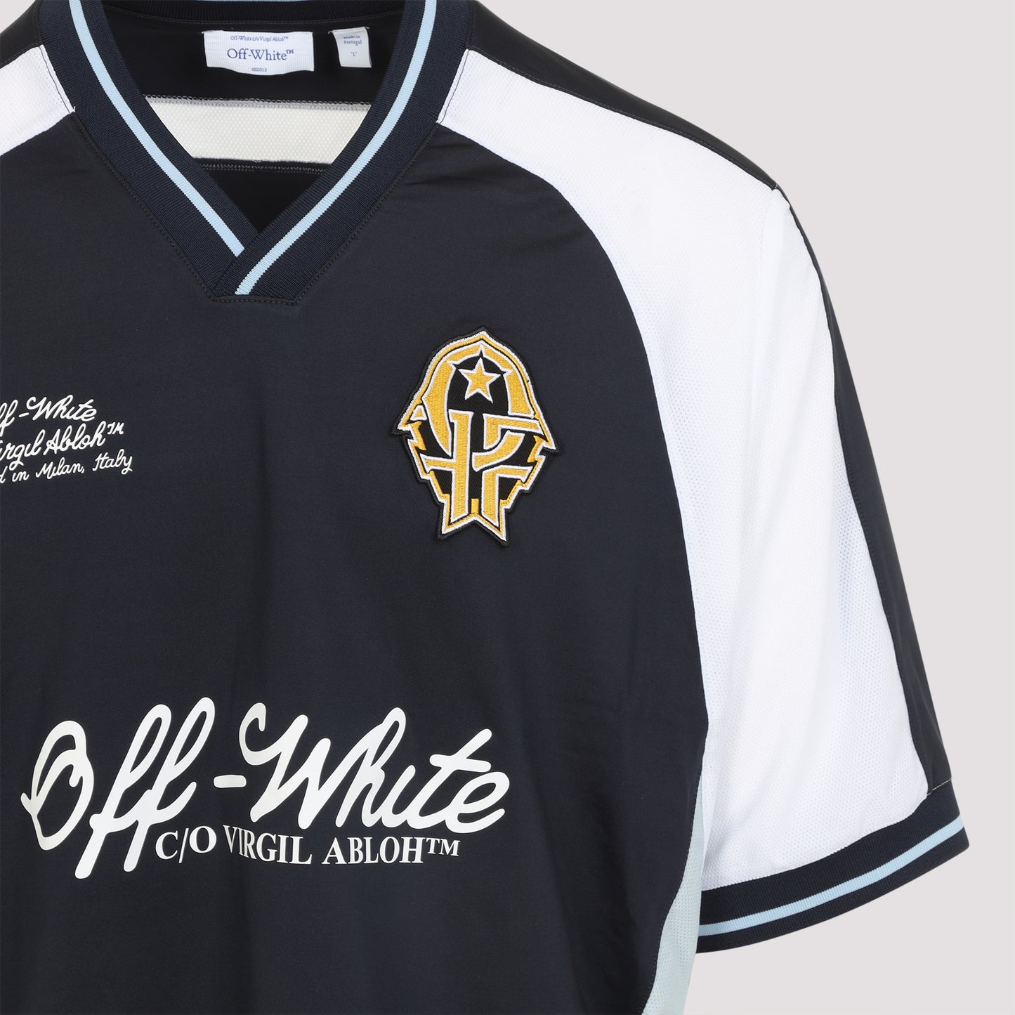 Blue Soccer V-Neck Polyester T-shirt