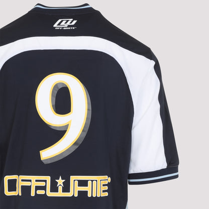 Blue Soccer V-Neck Polyester T-shirt