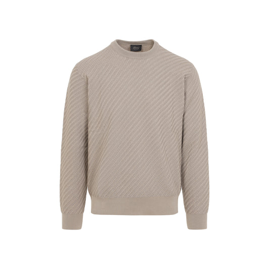 Beige Cotton and Silk Pullover