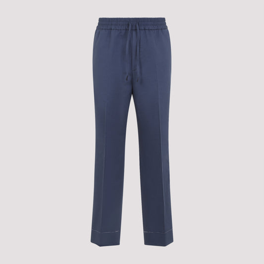 Blue Asolo Linen and Cotton Pants