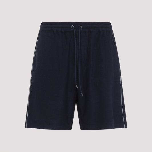 Navy Blue Beach Athletic Cotton Bermuda