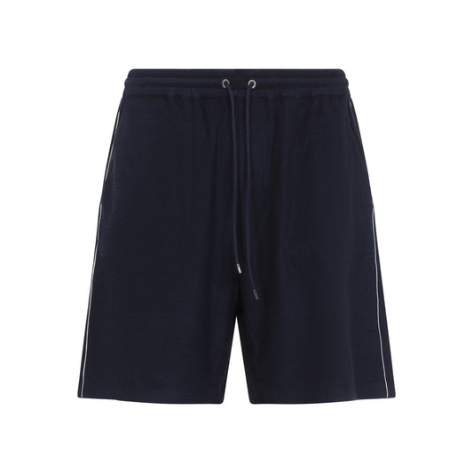Navy Blue Beach Athletic Cotton Bermuda